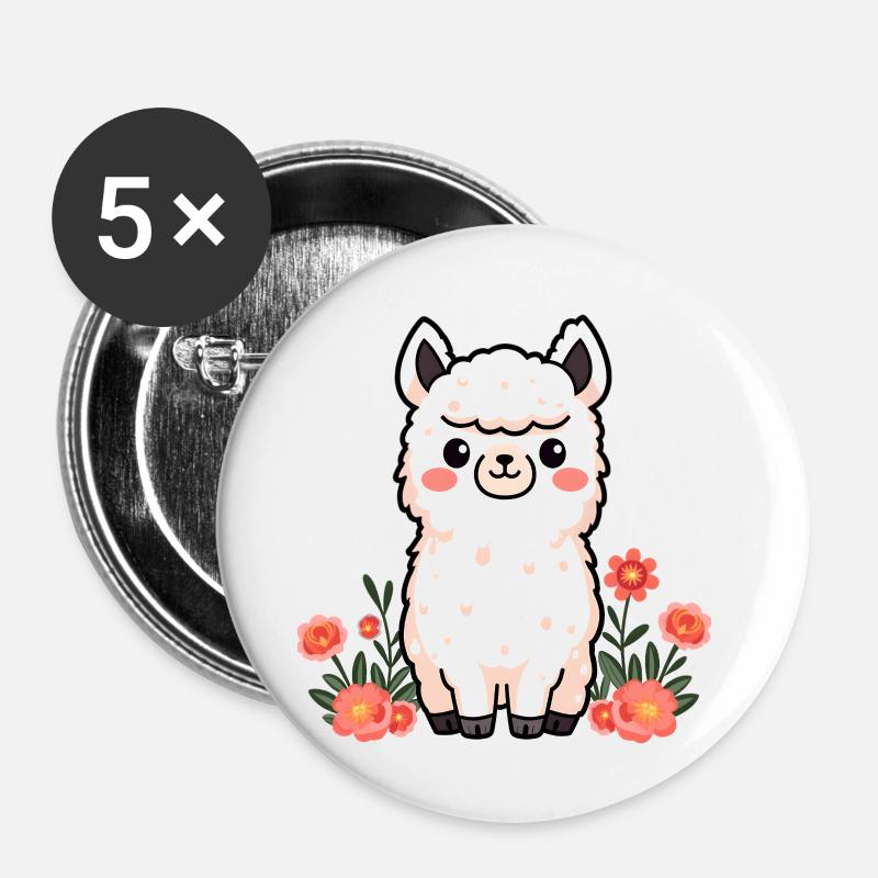 lama - Buttons/Badges lille, 25 mm (5-pack) - hvid