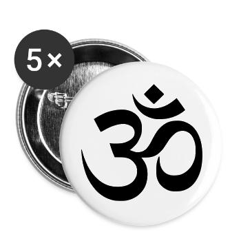 Om Symbol Mantra Silhouette - Buttons small 1''/25 mm (5-pack) - white - Front