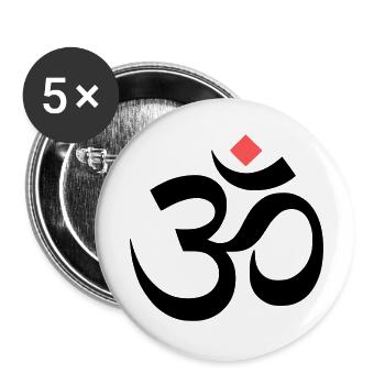 Om Zeichen Yoga Meditation - Buttons klein 25 mm (5er Pack) - Weiß - Vorne