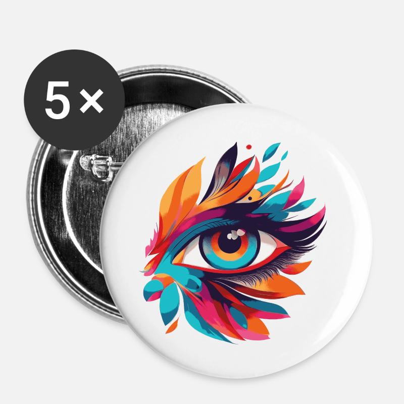 Color Eye Leaf Fire Pattern - Buttons small 1''/25 mm (5-pack) - white