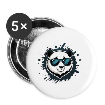 Panda Blue Graffiti Glasses - Buttons small 1''/25 mm (5-pack) - white - Front