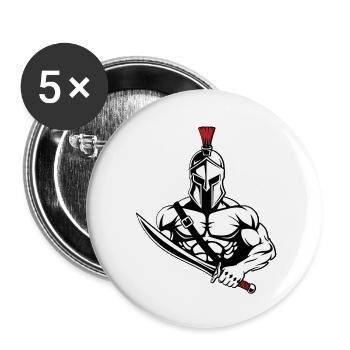 Spartan Gladiator Schwert Maskottchen Spartan Gym - Buttons klein 25 mm (5er Pack) - Weiß - Vorne