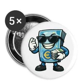 Euro Money with Sunglasses - Buttons small 1''/25 mm (5-pack) - white - Front