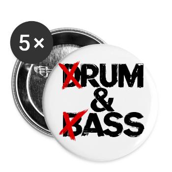 Drum & Bass / Rum & Ass Schlagzeuger Vintage-Musik - Buttons klein 25 mm (5er Pack) - Weiß - Vorne