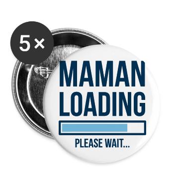 Mama lädt Baby-Design - Buttons klein 25 mm (5er Pack) - Weiß - Vorne