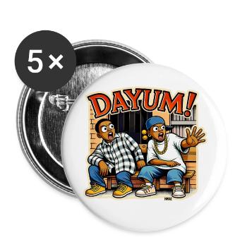Dayum Urban Duo Gott sei Dank ist Freitag - Buttons klein 25 mm (5er Pack) - Weiß - Vorne