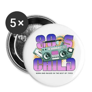 80s Child - Buttons klein 25 mm (5er Pack) - Weiß - Vorne