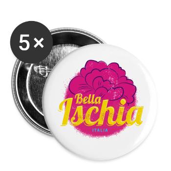 Ischia Oleander Italy Island Vintage Souvenir - Lot de 5 petits badges (25 mm) - blanc - Devant