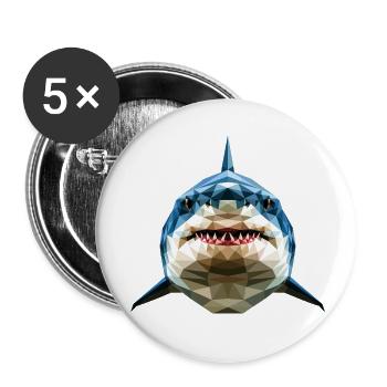 Shark Tiger Shark Diver Cute Sharks Great White Shark - Buttons small 1''/25 mm (5-pack) - white - Front