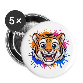 Laughing Tiger Splash of Color - Buttons small 1''/25 mm (5-pack) - white - Front