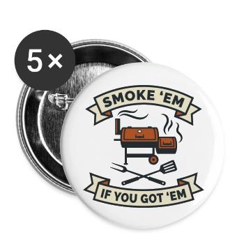 Offset Meat Smoker niedrig und langsam - Buttons klein 25 mm (5er Pack) - Weiß - Vorne
