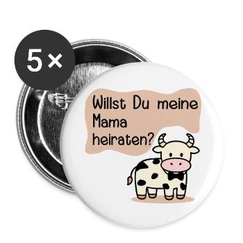 Hochzeit Mama Heiraten - Buttons klein 25 mm (5er Pack) - Weiß - Vorne