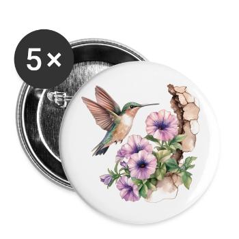 Colibri - Lot de 5 petits badges (25 mm) - blanc - Devant