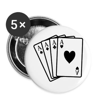 Cartes de poker - Lot de 5 petits badges (25 mm) - blanc - Devant