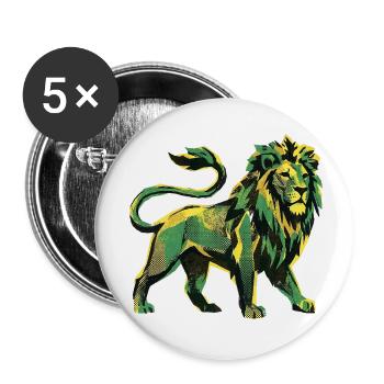 Lion Roots Reggae - Buttons klein 25 mm (5er Pack) - Weiß - Vorne