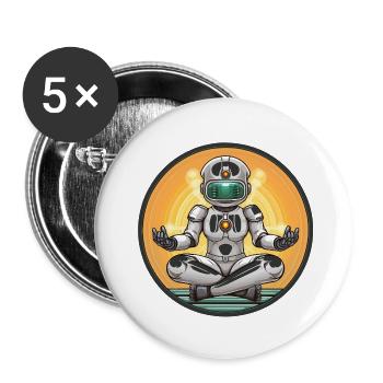 Robot Meditation im Neon-Kreis - Buttons klein 25 mm (5er Pack) - Weiß - Vorne