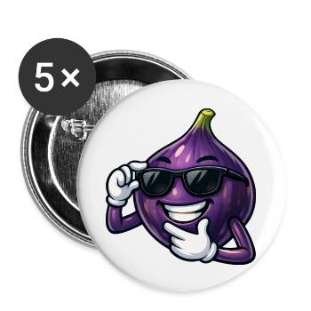 Coole Feige Cartoon Comic Obst Sommer Frucht - Buttons klein 25 mm (5er Pack) - Weiß - Vorne