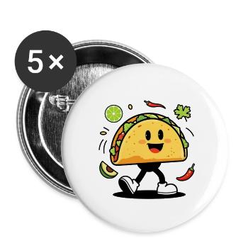 Taco-Mann, Mann-Tacos - Buttons klein 25 mm (5er Pack) - Weiß - Vorne