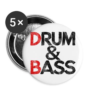Drum & Bass / Rum & Ass Drummer Band Music - Buttons small 1''/25 mm (5-pack) - white - Front
