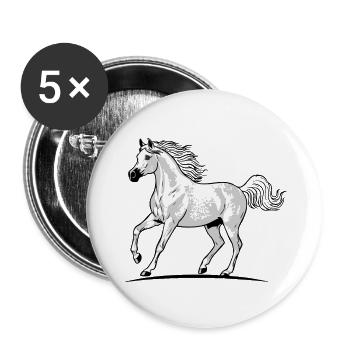 Cheval Blanc arabe Pommelé Trot Élégance Équestre - Lot de 5 petits badges (25 mm) - blanc - Devant