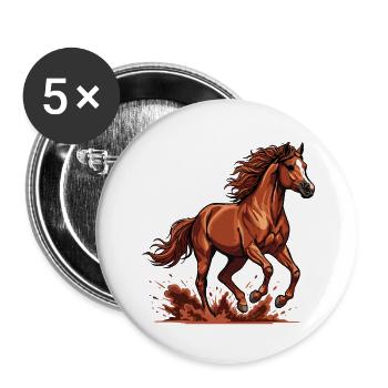 Cheval Alezan arabe Galop Force Équestre Énergie - Lot de 5 petits badges (25 mm) - blanc - Devant