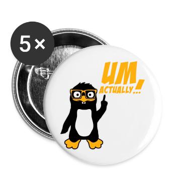Penguin To Actually Funny Nerd Smartass Logo - Buttons small 1''/25 mm (5-pack) - white - Front