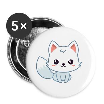 Kawaii White Pastel Fox - Buttons small 1''/25 mm (5-pack) - white - Front
