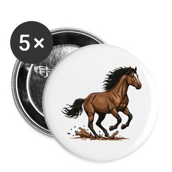 Cheval Alezan Galop Énergie Équestre Illustration - Lot de 5 petits badges (25 mm) - blanc - Devant
