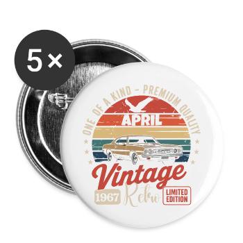 59 Years April 1967 Vintage Retro Anniversair Gift - Buttons small 1''/25 mm (5-pack) - white - Front