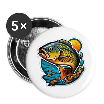Blazing Koi on Wave and Sun - Buttons small 1''/25 mm (5-pack) - white - Front