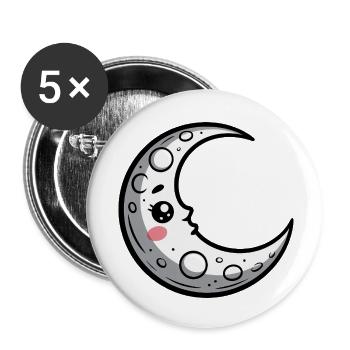 Mond - Buttons klein 25 mm (5er Pack) - Weiß - Vorne