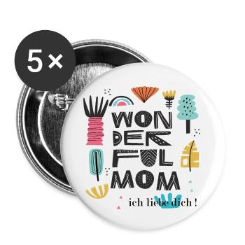 Maman merveilleuse - Lot de 5 petits badges (25 mm) - blanc - Devant