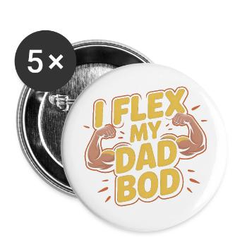 Je fléchis mon corps de papa - Drôle de père et design de fitness - Lot de 5 petits badges (25 mm) - blanc - Devant