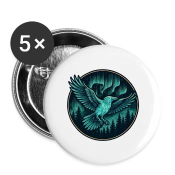 Rabe im Nachtwald-Emblem - Buttons klein 25 mm (5er Pack) - Weiß - Vorne