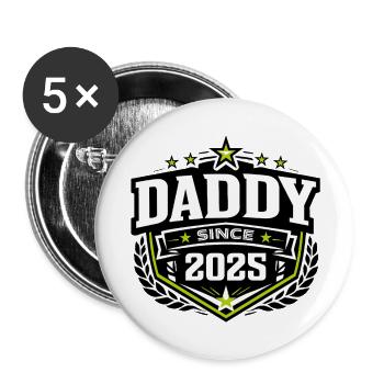 Papa seit 2025 – Proud Dad Design - Buttons klein 25 mm (5er Pack) - Weiß - Vorne