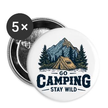 Camping Abenteuer Spruch Go Camping Stay Wild Camp - Buttons klein 25 mm (5er Pack) - Weiß - Vorne