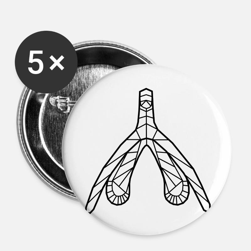 Klitoris_schwarz - Buttons klein 25 mm (5er Pack) - Weiß