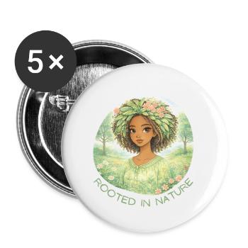 Eine Frau, verwurzelt in der Natur - Buttons klein 25 mm (5er Pack) - Weiß - Vorne