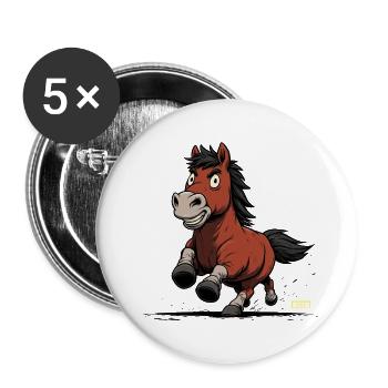 Caricature du poney qui court - Lot de 5 petits badges (25 mm) - blanc - Devant