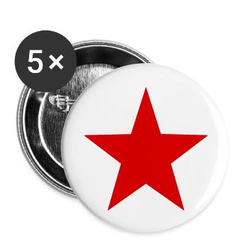 Roter Stern - Buttons klein 25 mm (5er Pack) - Weiß - Vorne
