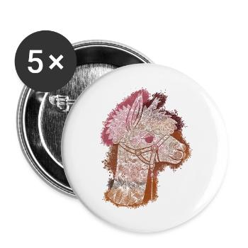 Zentangle-Alpaka - Buttons klein 25 mm (5er Pack) - Weiß - Vorne