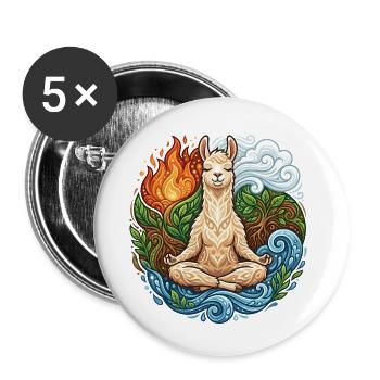 Zen Lama - Éléments spirituels et méditation - Lot de 5 petits badges (25 mm) - blanc - Devant
