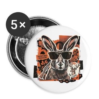 Cool Vintage Hunter Hare - Buttons small 1''/25 mm (5-pack) - white - Front