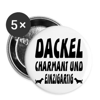 Dackel - Buttons klein 25 mm (5er Pack) - Weiß - Vorne