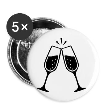 Klirrende Gläser – Schwarz-Weiß-Hochzeit - Buttons klein 25 mm (5er Pack) - Weiß - Vorne