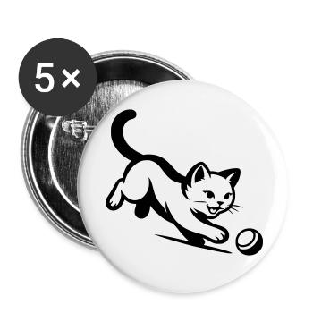 Katze - Buttons klein 25 mm (5er Pack) - Weiß - Vorne
