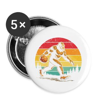 Bigfoot Sasquatch Big Foot Basketball - Buttons small 1''/25 mm (5-pack) - white - Front