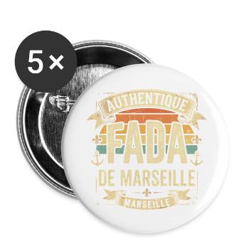 Fada de Marseille Humour Marseillais sud Provence - Lot de 5 petits badges (25 mm) - blanc - Devant