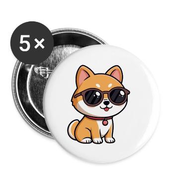 Orange Welpen-Sonnenbrille - Buttons klein 25 mm (5er Pack) - Weiß - Vorne