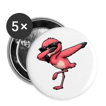 Dabbing Flamingo - Buttons small 1''/25 mm (5-pack) - white - Front